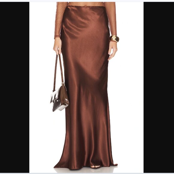 Rampage Satin maxi skirt silky charmeuse long pencil slip bronze metallic fairy - Picture 3 of 12